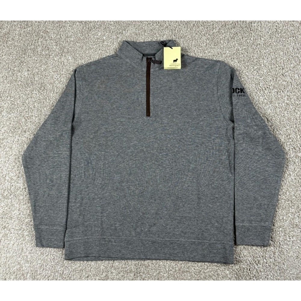 Horn Legend Sweater Mens Medium Gray Fleece 1/4 Zip Performance Pullover Logo